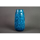 PROBABLY SCHEURICH, WEST GERMAN POTTERY VASE, drizzle glazed in blue, 10” (25.4cm), moulded mark and