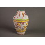 FRATELLI FRANCUILLACCI, ITALY, STYLISH POTTERY VASE, decorated in colours and gilt with stylised,