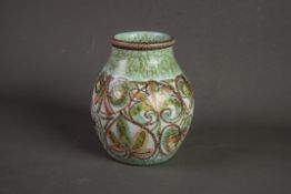 GLYN COLLEDGE FOR BOURNE DENBY POTTERY, HAND PAINTED VASE, of swollen form, decorated in muted