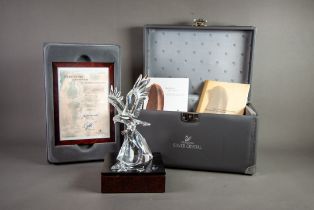 SWAROVSKI, SILVER SWAROVSKI, ‘THE EAGLE’ LIMITED EDITION STERLING SILVER MOUNTED GLASS MODEL BY