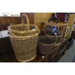 FOUR WICKER BASKETS AND A TROLLEY VACUUM CLEANER (5)
