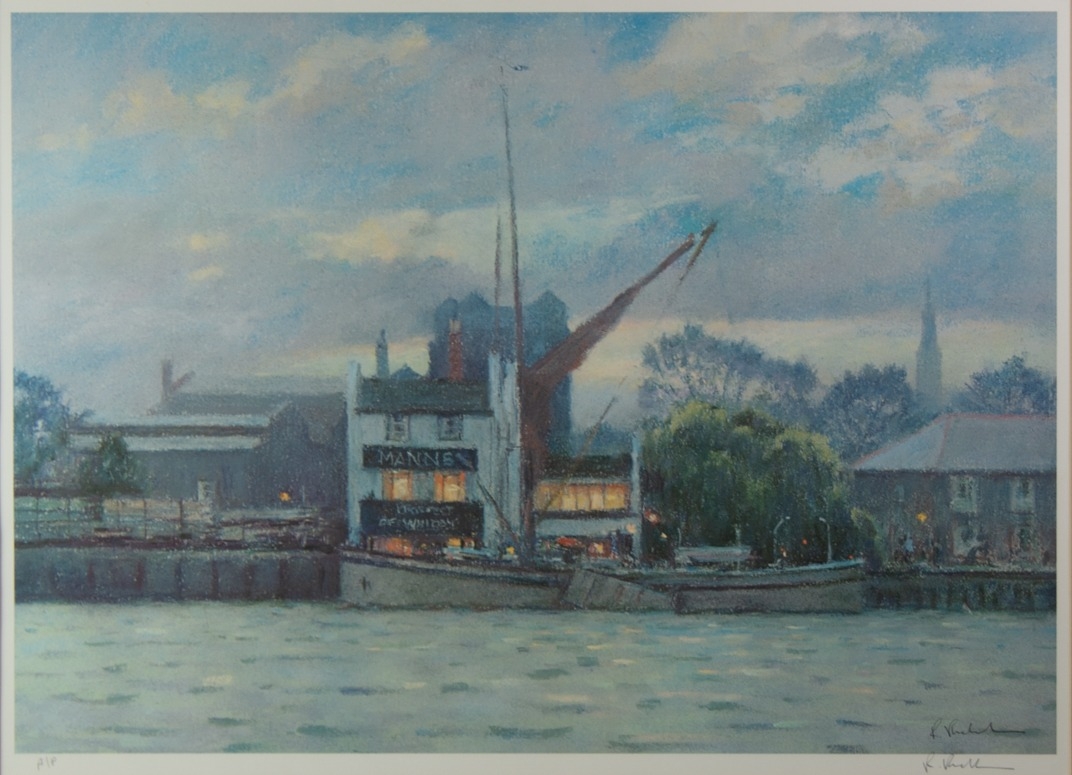 BOB RICHARDSON TWO SIGNED ARTIST PROOF COLOUR PRINTS ‘The Thames, Strand on the Green, Chiswick’ 15”