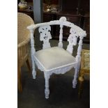 WHITE PAINTED CARVED CORNER CHAIR