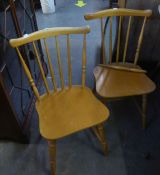 SET OF 4 BLOND BEECH FARSTRUP DANISH COMB-BACK KITCHEN CHAIRS, WITH PANEL SEATS (ONE A.F.)