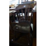 A NINETEENTH CENTURY ELM KITCHEN CHAIR AND THREE STOOLS (4)