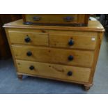 A SMALL VICTORIAN PINE CHEST OF TWO SHORT OVER TWO LONG DRAWERS (A.F.)