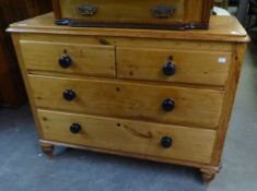 A SMALL VICTORIAN PINE CHEST OF TWO SHORT OVER TWO LONG DRAWERS (A.F.)