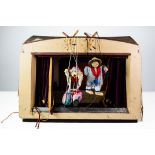 VINTAGE, PROBABLY 1950s, SCRATCH BUILD WOOD MARIONETTE THEATRE, with deep purple plush fabric