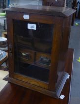 OAK TABLE-TOP SMOKERS CABINET WITH GLAZED DOOR