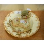 ROYAL WORCESTER BLUSH IVORY PORCELAIN CREAM JUG, HADLEY'S WORCESTER TRINKET BOX AND COVER AND A