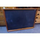 A LARGE CHALK-BOARD IN OAK FRAME, (EX-EDUCATION DEPT)