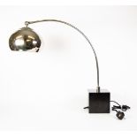 EICHHOLTZ POLISHED BLACK MARBLE AND CHROME ARC TABLE LAMP, inspired by the Archille Castiglioni’s