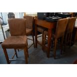 SIX SUEDE LEATHER BAR STOOLS AND HIGH TABLE [5]