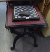 A BATTLE OF WATERLOO CHESS SET, 'THE WATERLOO MUSEUM', FITTED IN EBONISED FLOOR STANDING CHESS