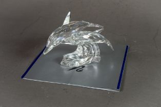 SWAROVSKI ANNUAL EDITION 1990, ‘LEAD ME’- THE DOLPHINS, GLASS ANIMAL GROUP, with certificate,