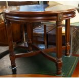 MAHOGANY OCCASIONAL TABLE WITH REEDED LEGS
