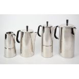 OLIVER HEMMING ‘66’ THREE PIECE STAINLESS STEEL COFFEE SET, together with the MATCHING CAFETIERE and