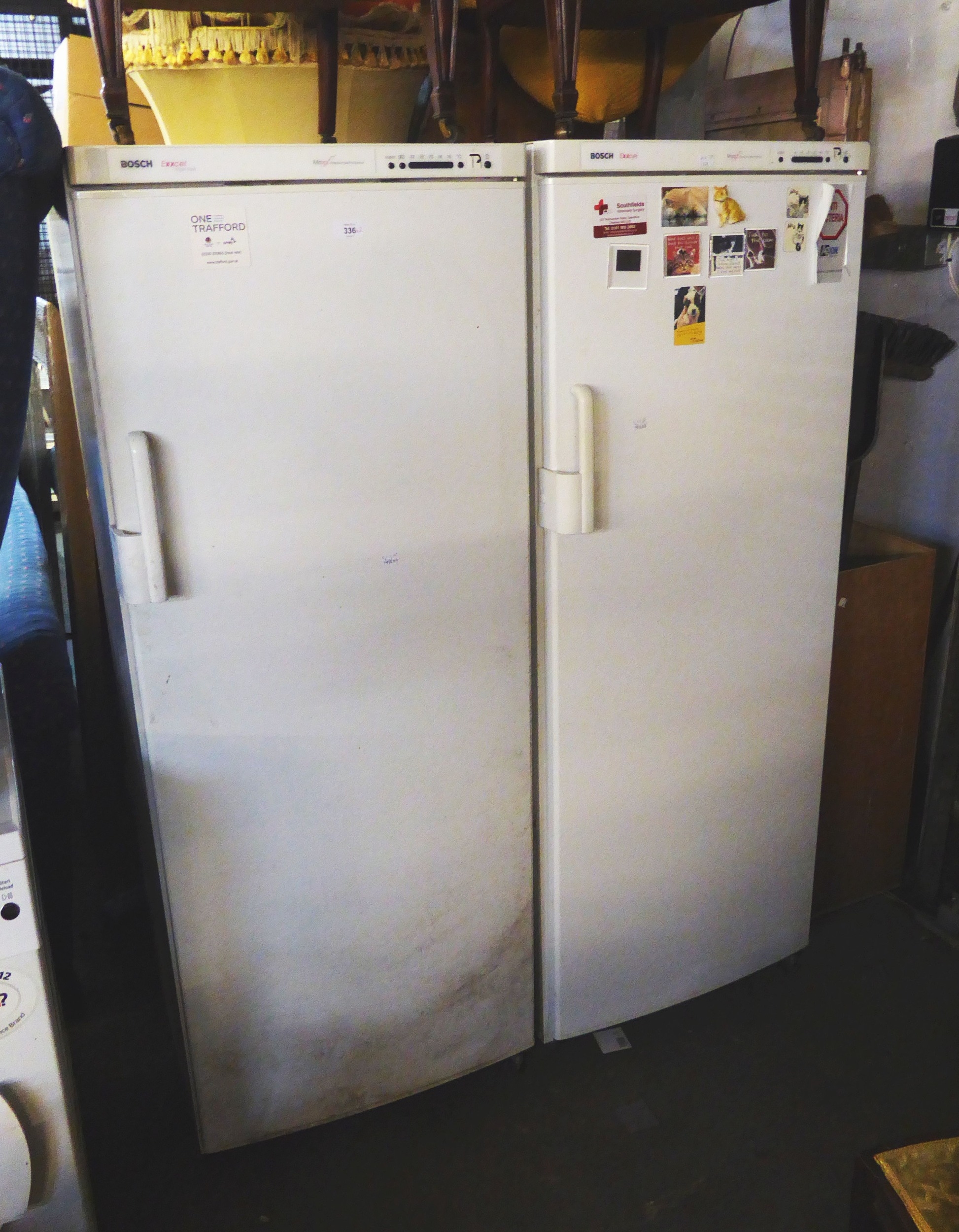 A BOSCH EXXCEL FROST FREE LARGE UPRIGHT FREEZER. TOGETHER WITH A MATCHING BOSCH EXXCEL FRIDGE (2)