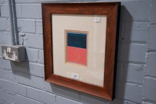 MARK ROTHKO GREEN TANGERINE ON RED 1953 6" X 5" (IMAGE ONLY) FRAMED AND GLAZED