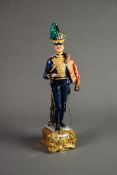 BRUNO MERLI FOR CAPO DIMONTE, SET OF SIX PORCELAIN FIGURES OF NAPOLEONIC SOLDIERS, on moulded gilt