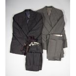 FOUR GENTLEMAN'S CHARLES STUART TWO PIECE LOUNGE SUITS, viz, grey with white pinstripe; dark grey