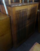 A GEORGIAN PINE LINEN PRESS SECTION, SCUMBLE TO THE INSIDE OF DOORS, HAVING LATER FITTED DRAWERS