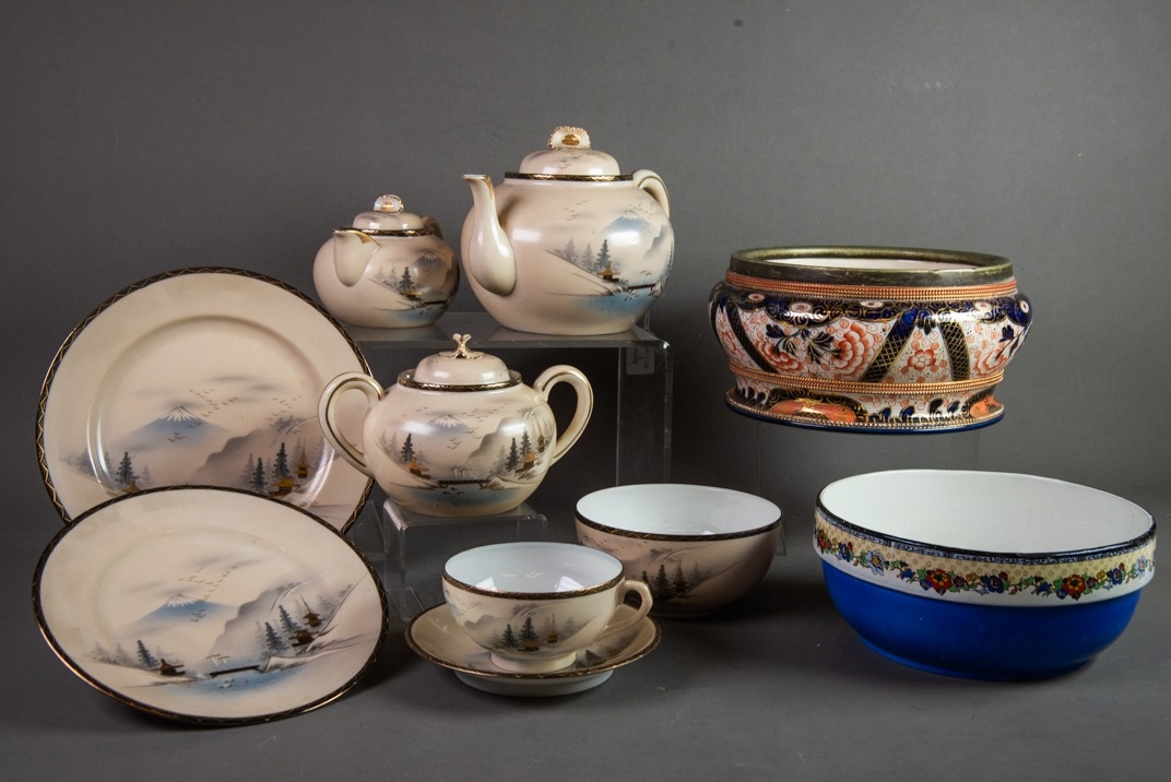 EARLY TWENTIETH CENTURY JAPANESE EGGSHELL PIECES, in addition an EDWARDIAN STAFFORDSHIRE POTTERY - Image 2 of 8