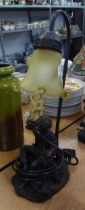 ART NOUVEAU FIGURAL TABLE LAMP, RESIN CAST