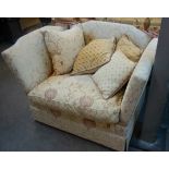 KNOLL STYLE DROP-END LOVE SEAT WITH MATCHING CUSHIONS (VERY FADED)