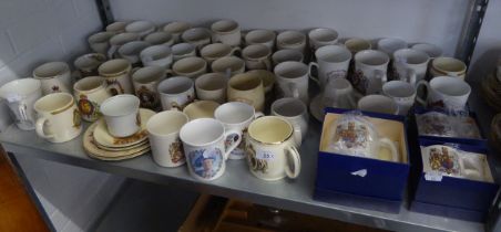 A LARGE COLLECTION OF ROYAL COMMEMORATIVE MUGS, BEAKERS, CUPS, SAUCERS ETC....