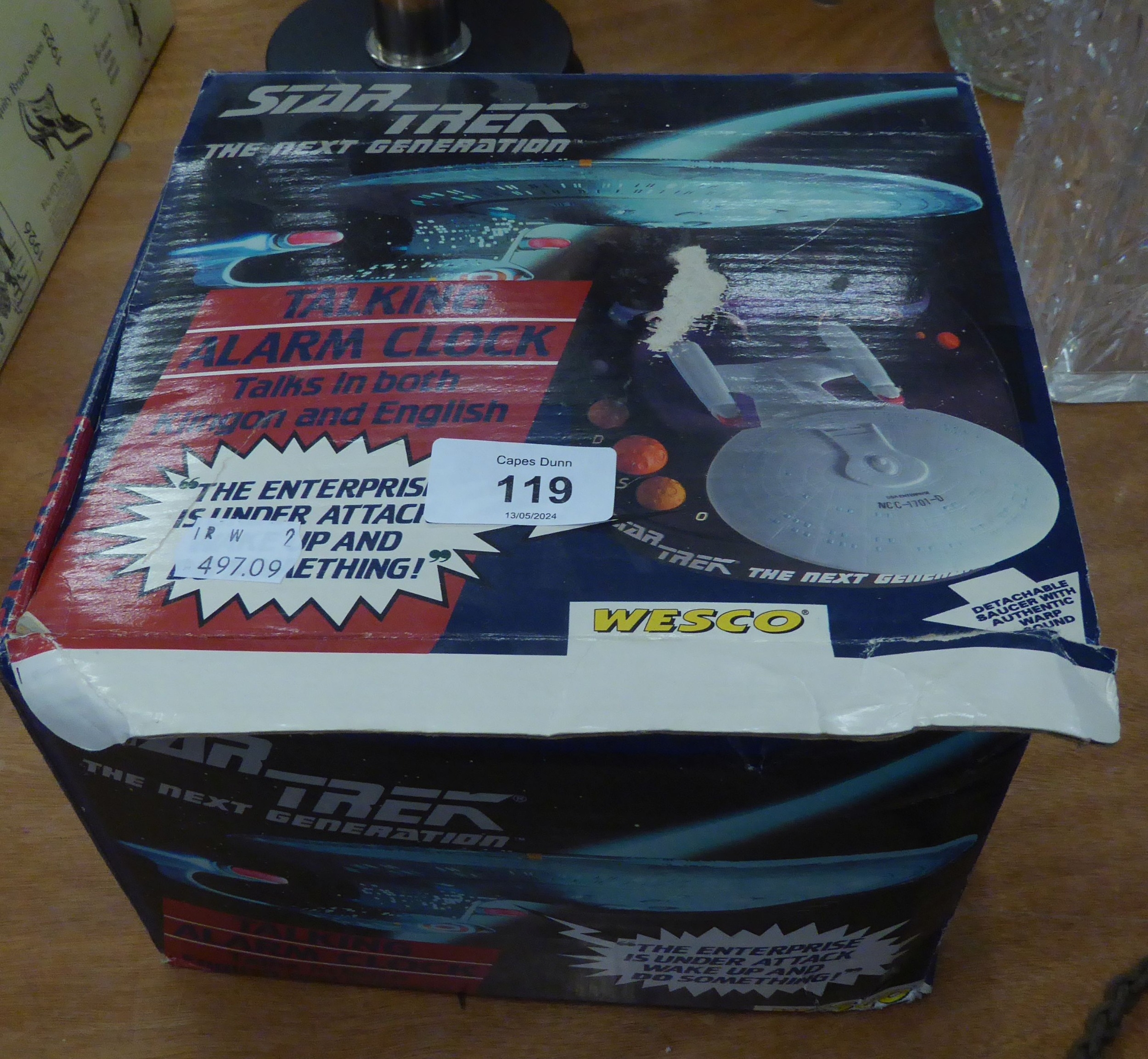 A 'STAR TREK' TALKING ALARM CLOCK, IN ORIGINAL BOX - Image 2 of 2