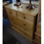 A LARGE VICTORIAN PINE CHEST OF TWO SHORT OVER THREE LONG DRAWERS