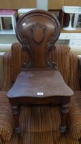 VICTORIAN MAHOGANY HALL CHAIR, SHEILD SHAPED BACK