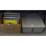 A QUANTITY OF 1960S/70S VINYL LP RECORDS, MAINLY POPULAR MUSIC AND A BUSH MAINS PORTABLE TABLE TOP