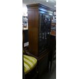 GEORGE III STYLE MAHOGANY TALL NARROW BOOKCASE AND ASTRAGAL FLANGED DOOR, ON EDWARDIAN SUPPORT BASE,