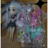 TWO BARBI DOLLS, FOUR MONSTERS HIGH DOLLS AND ANOTHER BUT LARGER DOLL (7)