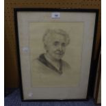 UNATTRIBUTED CHARCOAL DRAWING 'PORTRAIT OF AN ELDERLY LADY'
