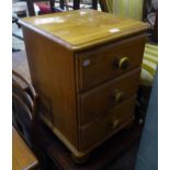 PINE SMALL BEDSIDE CHEST OF 3 DRAWERS