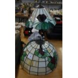 TIFFANY STYLE CEILING HANGING LAMP AND A SIMILAR STYLE TABLE LAMP (2)