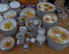 LARGE QUANTITY OF DENBY 'MISTREL' DINNER WARES TO INCLUDE; DINNER PLATES, SIDE PLATES, BOWLS,