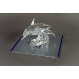 SWAROVSKI ANNUAL EDITION 1990, ‘LEAD ME’- THE DOLPHINS, GLASS ANIMAL GROUP, with certificate,