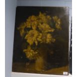 UNATTRIBUTED OIL PAINTING ON CANVAS 'YELLOW FLOWERS' (HOLED)