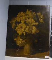 UNATTRIBUTED OIL PAINTING ON CANVAS 'YELLOW FLOWERS' (HOLED)
