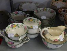 A GROSVENOR CHINA 'OLD ENGLISH' PART FLORAL PATTERN TEA SERVICE, ORIGINALLY FOR 12 PERSONS (A.F.)