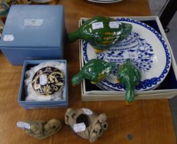 BOXED SET OF FOUR ROB RYAN DESIGNED 'MADE IN CHINA' FOUR SEASONS PORCELAIN PLATES, together with TWO