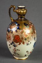 LATE VICTORIAN ROYAL CROWN DERBY PORCELAIN JUG, the OVOID BODY ENAMELLED & GILT IN 'IMARI' PALETTE