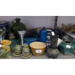 SELECTION OF STUDIO POTTERY INCLUDING; A PAIR OF HAMMERSLEY POTTERY VASES, OVULAR JUG, GREEN
