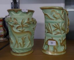 TWO PIECES OF 1930's BURLEIGH WARE DECORATED WITH ANIMALS