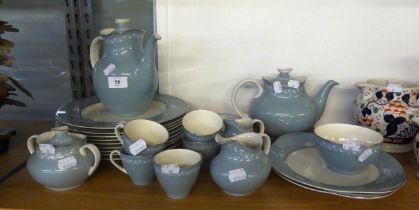 ROYAL DOULTON REFLECTION AND AEGEAN GREY/BLUE CHINA PART DINNER, TEA AND COFFEE SERVICE, APPROX 27