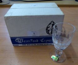 WATERFORD 'COLLEEN' PATTERN SET OF SIX CUT CRYSTAL SHERRY GLASSES, BOXED, 4 1/4" (11cm) high (